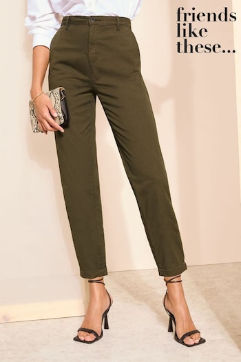 STOREEZ linen short slip dress Rosa Khaki Green Chino Trousers (Q94284) | £27