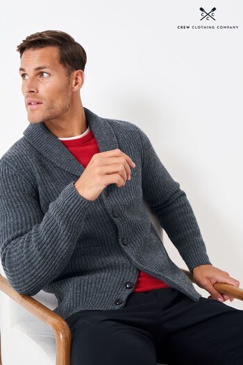 Crew Clothing Company Dark Grey Wool Classic Cardigan (Q94293) | £85