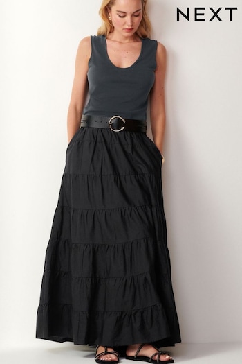 Black Tiered Maxi Skirt (Q94294) | £38