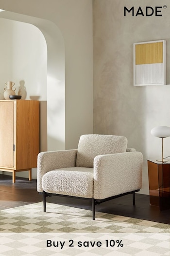 MADE.COM Soft Boucle Paper White Jarrod Chair Armchair (Q94414) | £799