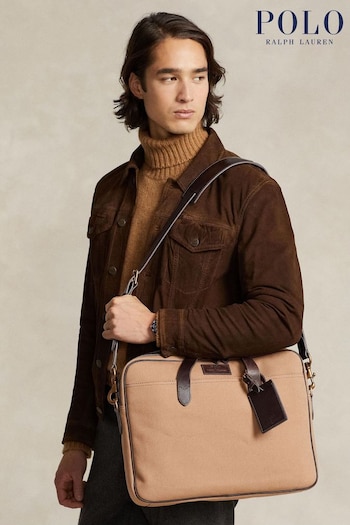 Polo Long Ralph Lauren Leather-Trim Canvas Briefcase (Q94454) | £260