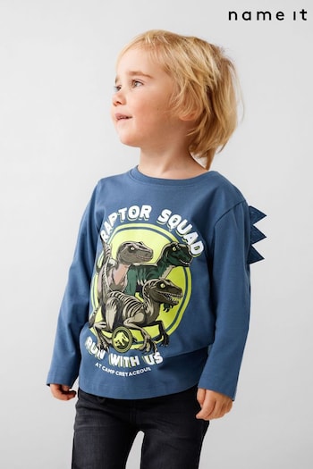 Name It Blue Jurrasic World Dinosaur Long Sleeve Printed Top (Q94675) | £19