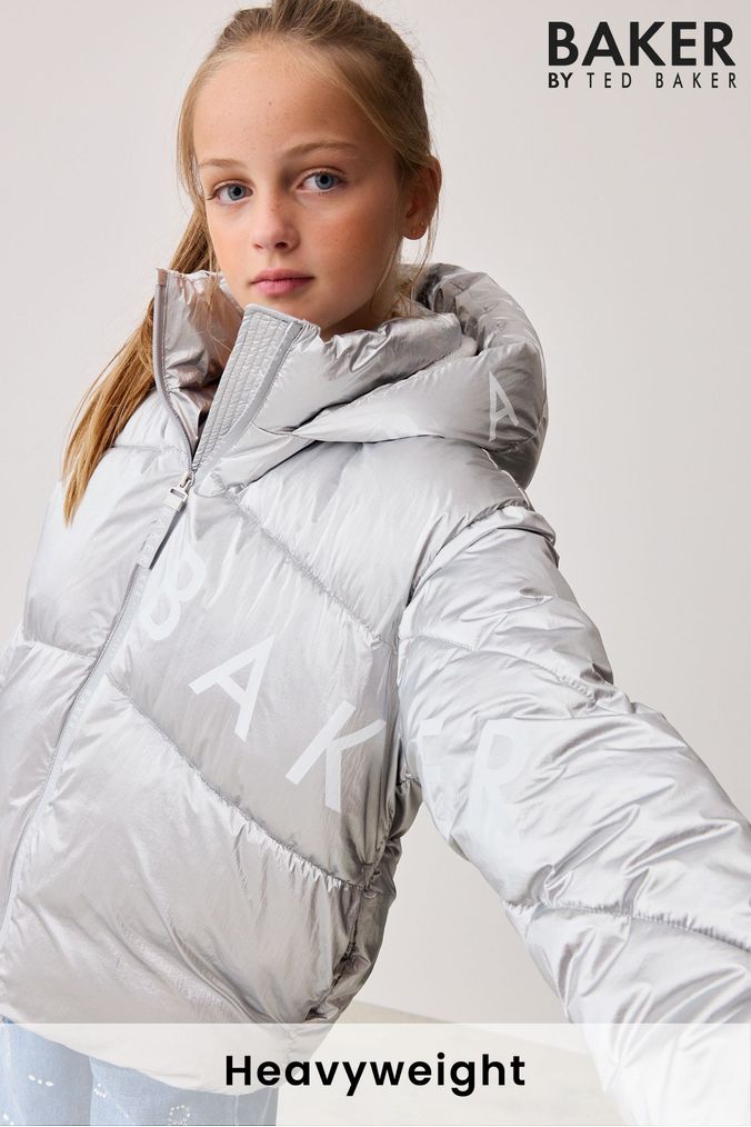 Girls silver ted baker coat new arrivals