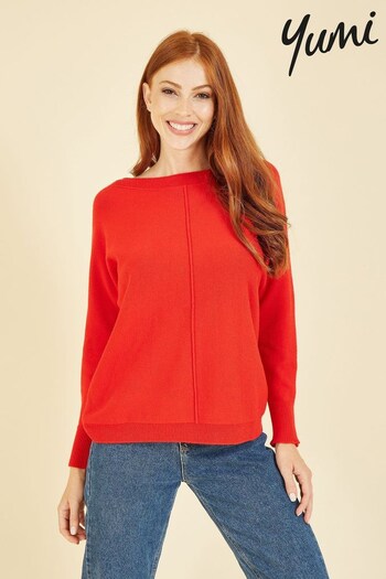 Yumi Red Relaxed Knitted Jumper (Q94840) | £40