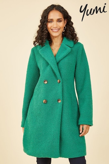 Yumi Green Teddy Bear Coat (Q94871) | £75
