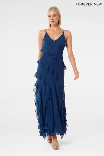 Forever New Blue Poppy Ruffle Gown (Q95124) | £110