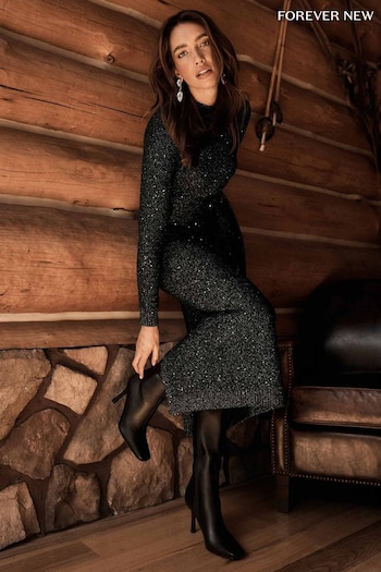 Forever New Black Sophie Sequin Dress (Q95147) | £95