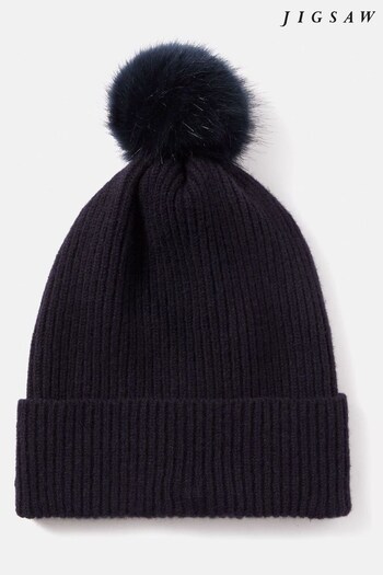 Jigsaw Blue Faux Fur Pom Hat (Q95194) | £50