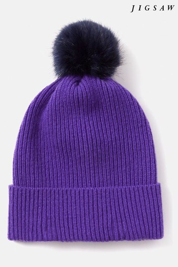 Jigsaw Purple Faux Fur Pom Hat (Q95229) | £50
