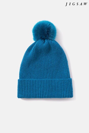 Jigsaw Blue Faux Fur Pom Hat (Q95235) | £50