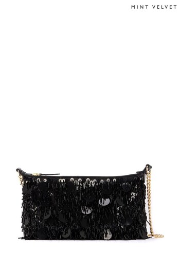 Mint Velvet Black Sequin Shoulder Bag (Q95248) | £99