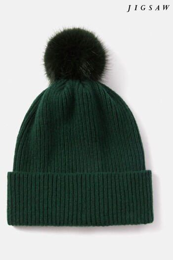 Jigsaw Green Faux Fur Pom Hat (Q95266) | £50