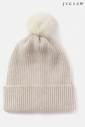 Jigsaw Cream Faux Fur Pom Hat (Q95268) | £50