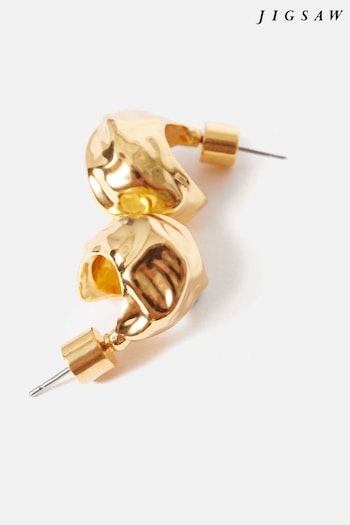 Jigsaw Gold Tone Molten Metal Hoop Earrings (Q95286) | £50