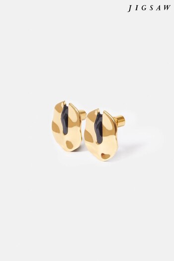 Jigsaw Gold Tone Molten Enamel Disc Earrings (Q95288) | £60