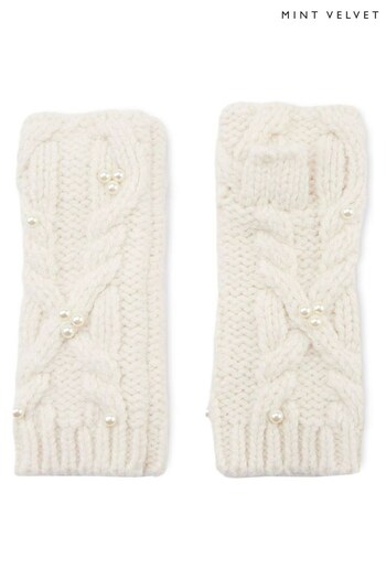 Mint Velvet Cream Cable Knit Handwarmers (Q95289) | £29