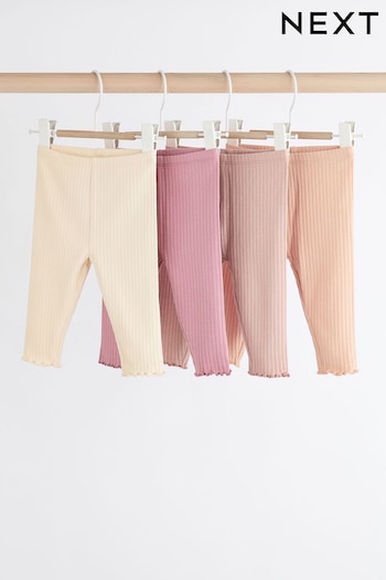 Pink Ribbed Baby Leggings 4 Pack (Q95315) | £13 - £15