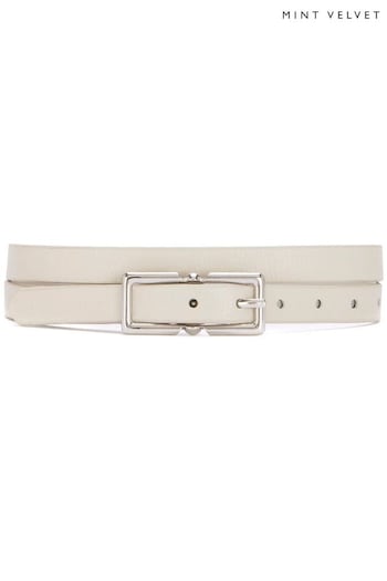 Mint Velvet Cream Leather Skinny Belt (Q95323) | £45