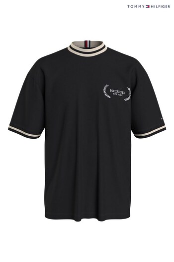 Tommy Hilfiger Laurel Tipped Black T-Shirt (Q95333) | £55