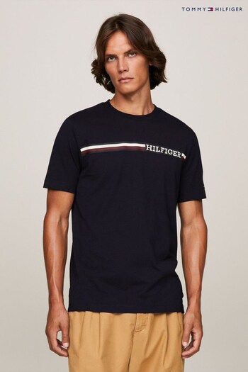 Tommy Hilfiger Blue Monotype Chest Stripe T-Shirt (Q95364) | £45