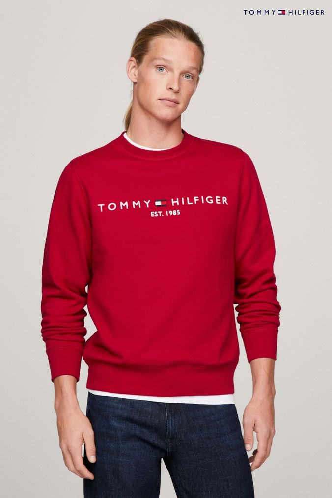 Tommy hilfiger red jumper mens cheap