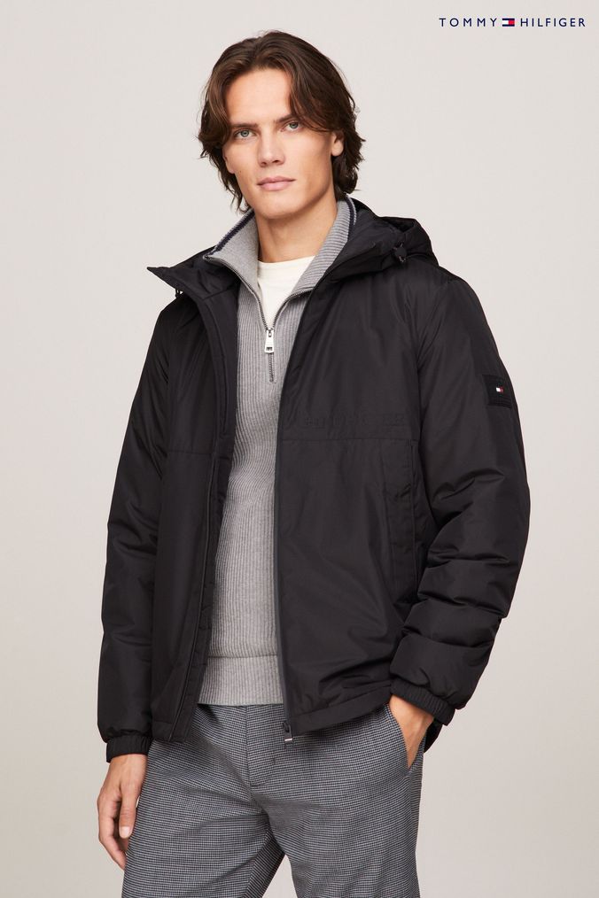 Tommy hilfiger coat mens black cheap