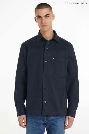 Tommy Hilfiger Blue Solid Bedford Overshirt (Q95377) | £170