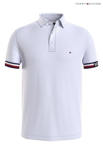 Tommy Hilfiger Monotype Slim Fit White Polo Top (Q95394) | £90