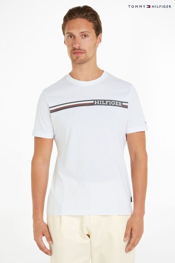 Tommy Hilfiger Monotype Chest Stripe White T-Shirt (Q95402) | £45