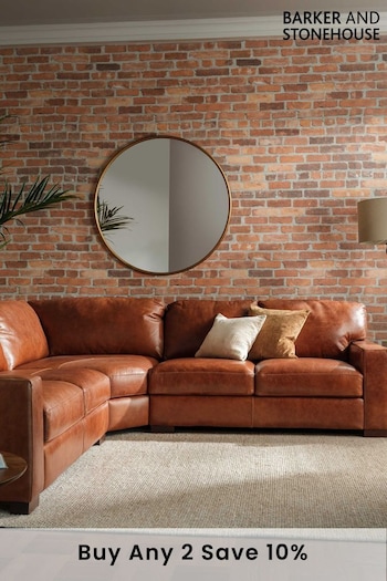 Barker and Stonehouse Rust Brown Lorenza Leather Square Corner Sofa (Q95442) | £3,295