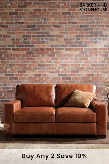 Barker and Stonehouse Rust Brown Lorenza Leather 2 Seater Loveseat Sofa (Q95444) | £1,295