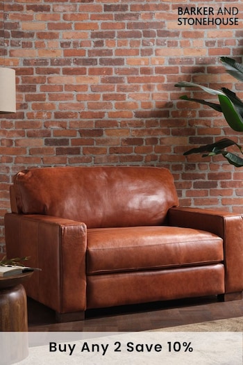 Barker and Stonehouse Rust Brown Lorenza Leather Snuggle Chair (Q95455) | £975
