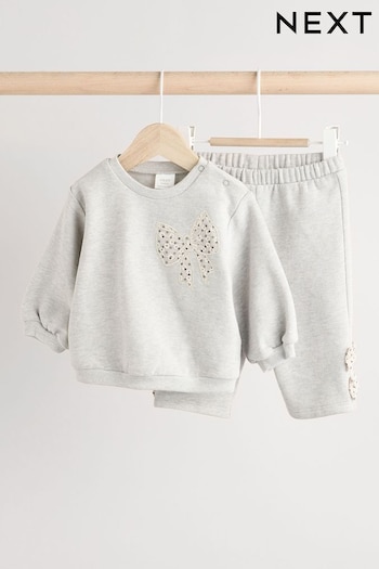 Grey/White Taping Baby Sweatshirt and Joggers Set (Q95464) | £14 - £15