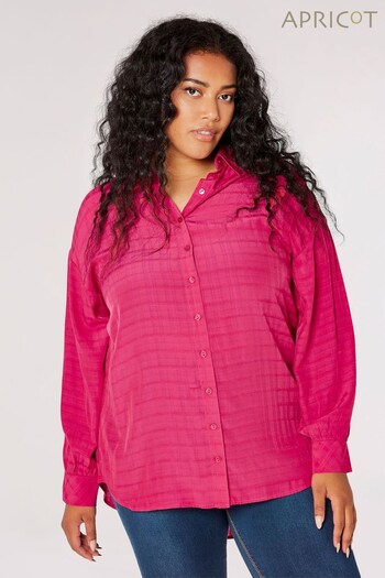 Apricot Pink Oversized Self Check Shirt (Q95553) | £30