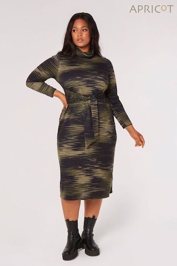 Apricot Green Distorted Texture Tie Front Dress (Q95554) | £30