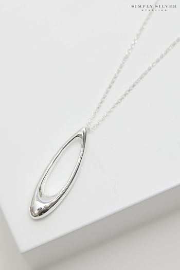 Simply Silver Sterling Silver Tone 925 Open Hoop Teardrop Pendant Necklace (Q95561) | £45