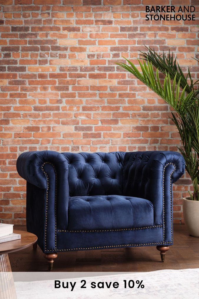 Blue velvet cheap sofa next