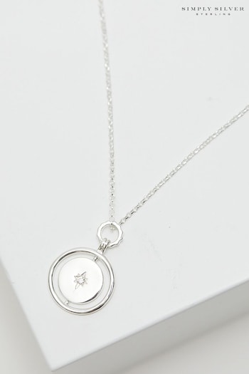 Simply Silver Sterling Silver Tone 925 Star Coin Pendant Necklace (Q95578) | £40