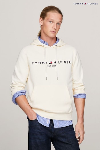 Tommy nylon Hilfiger Logo Cream Hoodie (Q95581) | £110