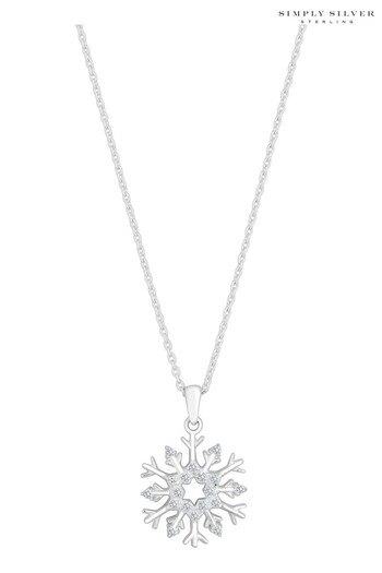 Simply Silver Silver Tone Snowflake Pendant Necklace (Q95585) | £35