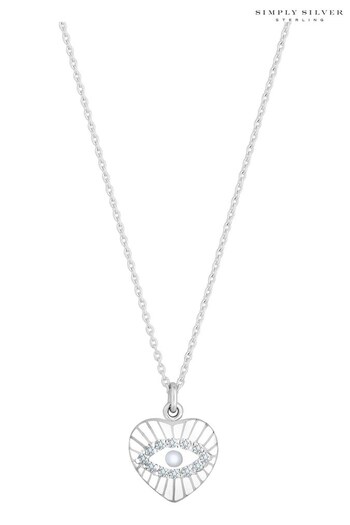 Simply Silver Silver Tone Mother Of Pearl Heart Pendant Necklace (Q95598) | £40