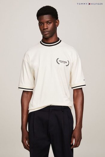 Tommy Hilfiger Tipped Cream T-Shirt (Q95600) | £55