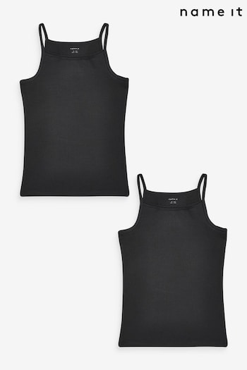 Name It Black Organic Cotton Vest 2 Pack (Q95609) | £10