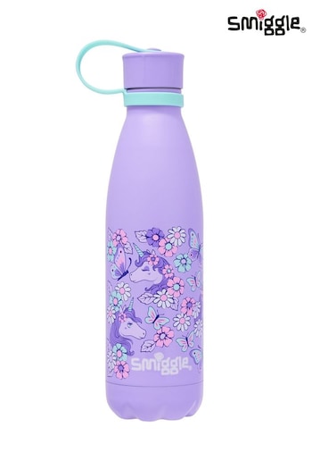 Smiggle Purple Hi There Wonder Insulated Steel Drink Bottle with Strap 500Ml (Q95630) | £16