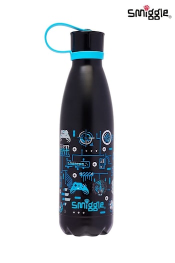 Smiggle Black Hi There Wonder Insulated Steel Drink Bottle with Strap 500Ml (Q95635) | £16