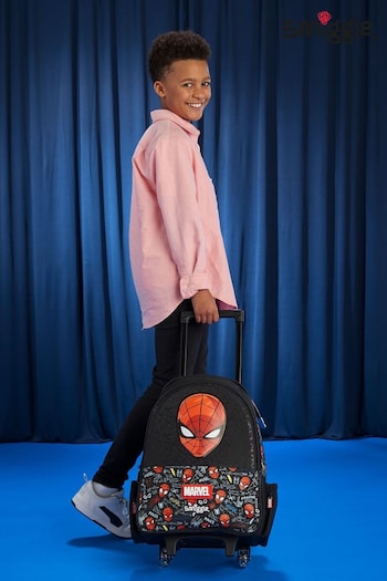 Smiggle Black Spider-Man Backpack Trolley Bag With Light Up Wheels (Q95644) | £60