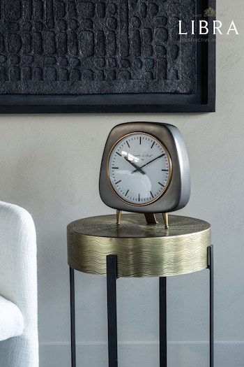 Libra Interiors Silver Medium Mid Century Table Clock (Q95719) | £125