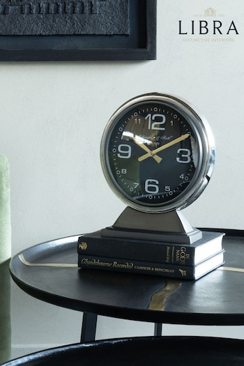 Libra Interiors Grey Large Aviation Mantel Clock (Q95736) | £125