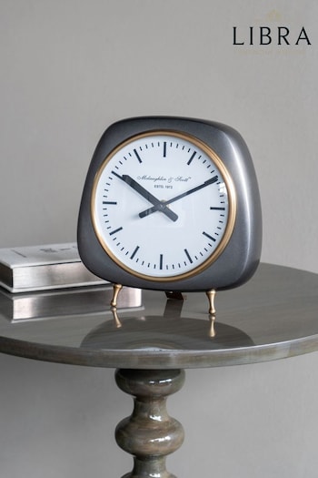 Libra Interiors Silver Small Mid Century Table Clock (Q95737) | £200
