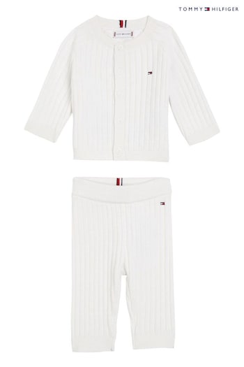 Tommy Hilfiger Baby Rib White Sweat Top And Joggers Set (Q95765) | £75